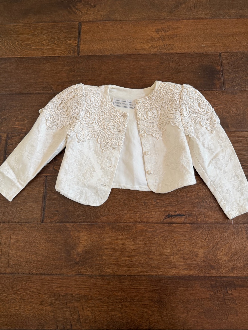 Vintage Jessica McClintock Gunne Sax Lace Flower Girl Jacket - Size 5
